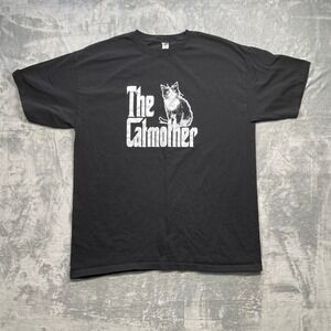 The Calmother Cat Graphic T Shirt Black Women's XL Funny Pet Lover